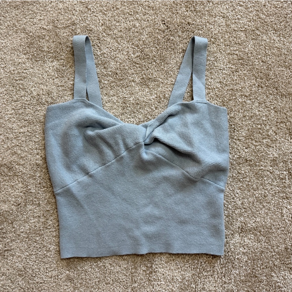 Abercrombie & Fitch Light Blue Ribbed Sweater Knit Tank Top